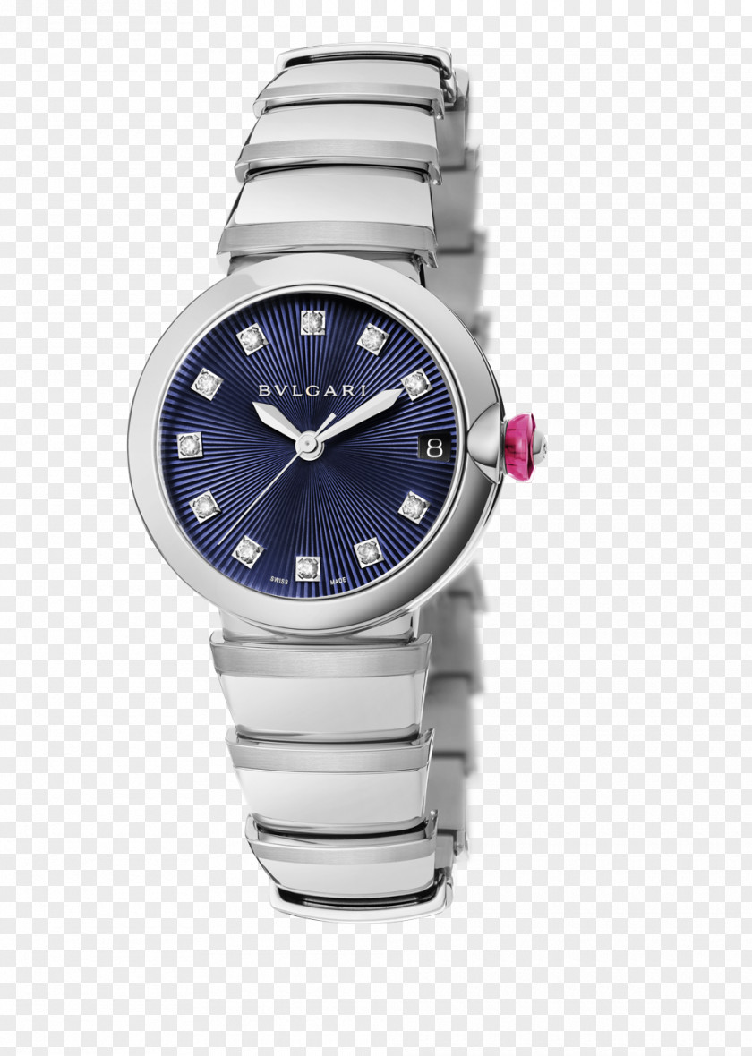 Bulgari Watches Silver Blue Mechanical Female Form Watch Jewellery Retail Bracelet PNG