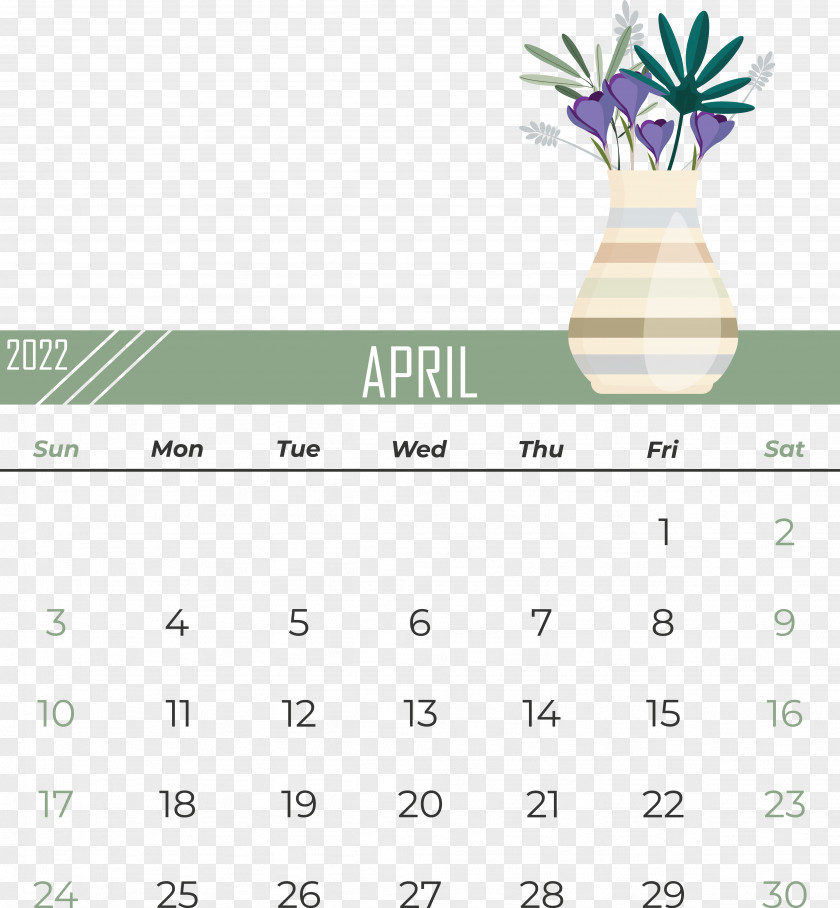 Calendar Logo Vector Vase Spring Flowers Line PNG