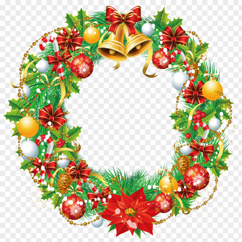 Transparent Christmas Wreath Clipart Picture Cartoon Santa Claus Stock Illustration PNG