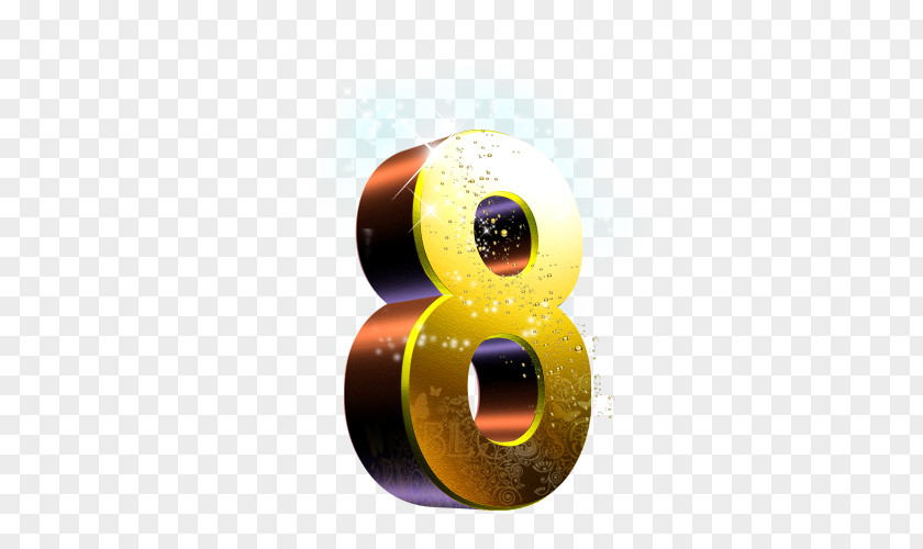 8 Numerical Digit Gold PNG