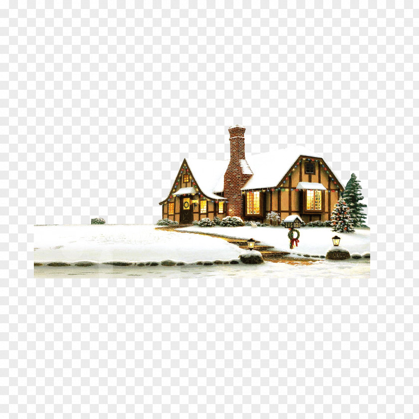 Snow Hut SnowFall Free Painting Christmas Winter PNG