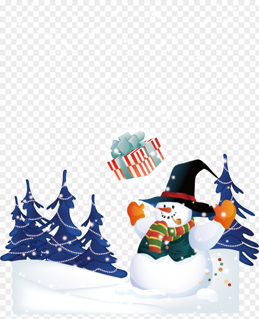 Snowy Winter Snow Vector Material Snowman Illustration PNG