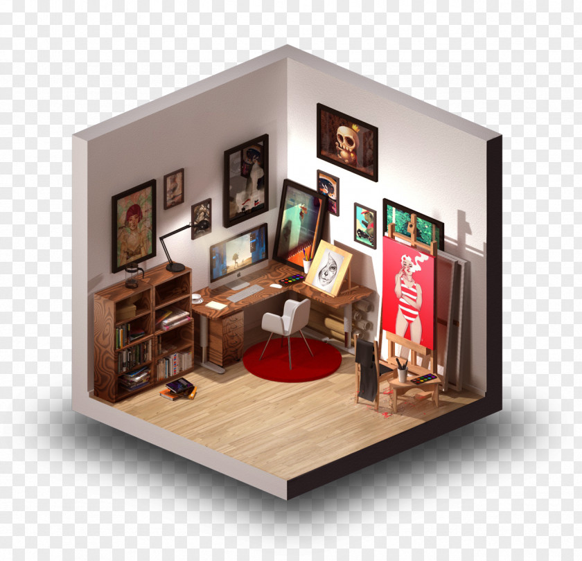 Three Rooms And Two Behance 3D Computer Graphics Interior Design Services Art House PNG