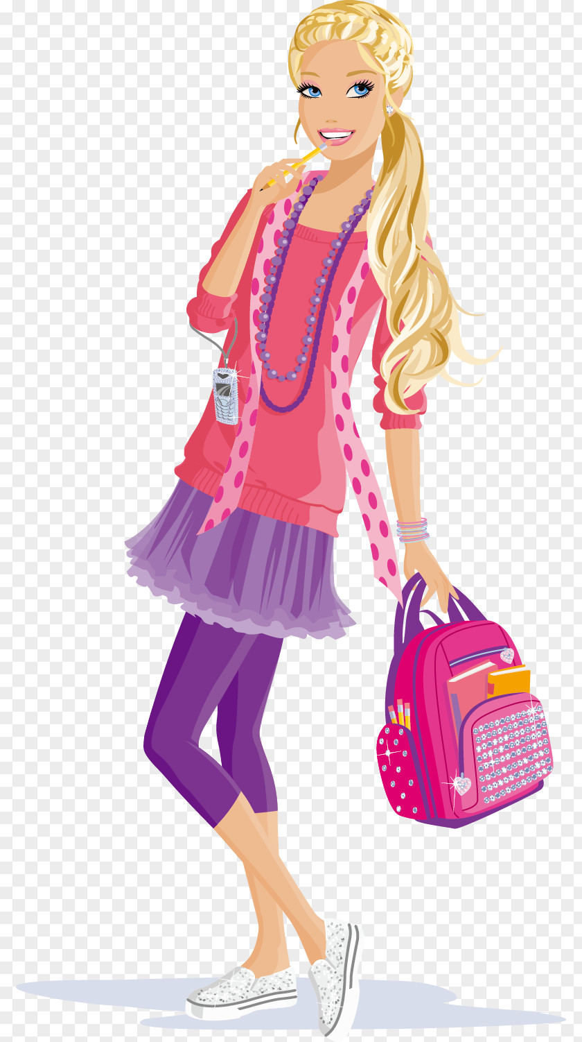 Barbie: The Princess & Popstar Doll Barbie Girl PNG the , Hair girl bag hand-painted cartoon clipart PNG