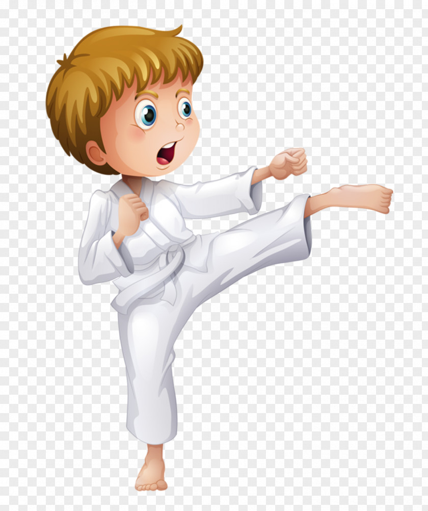 Children Taekwondo Cartoon Martial Arts Illustration PNG
