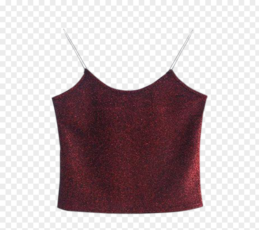Glitter Material Spaghetti Strap Sleeve Red Wine Top PNG