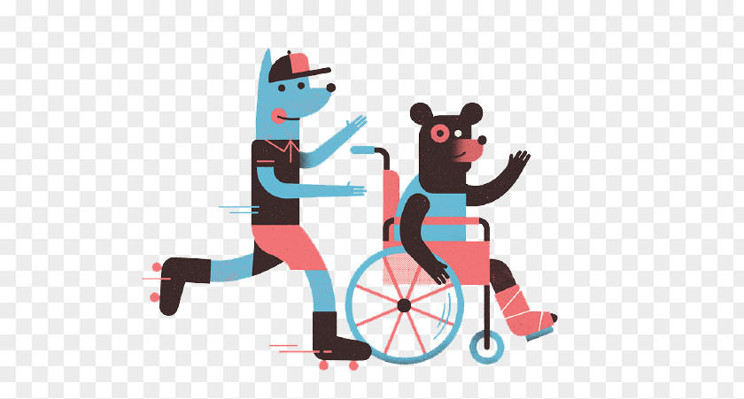 Bear Sitting In A Wheelchair Illustration PNG