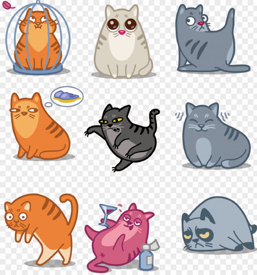 Cartoon Cat Kitten Tiny Whiskers Illustration PNG