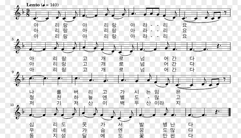 Chinese Tableware Set South Korea Arirang Song Musical Notation Lyrics PNG