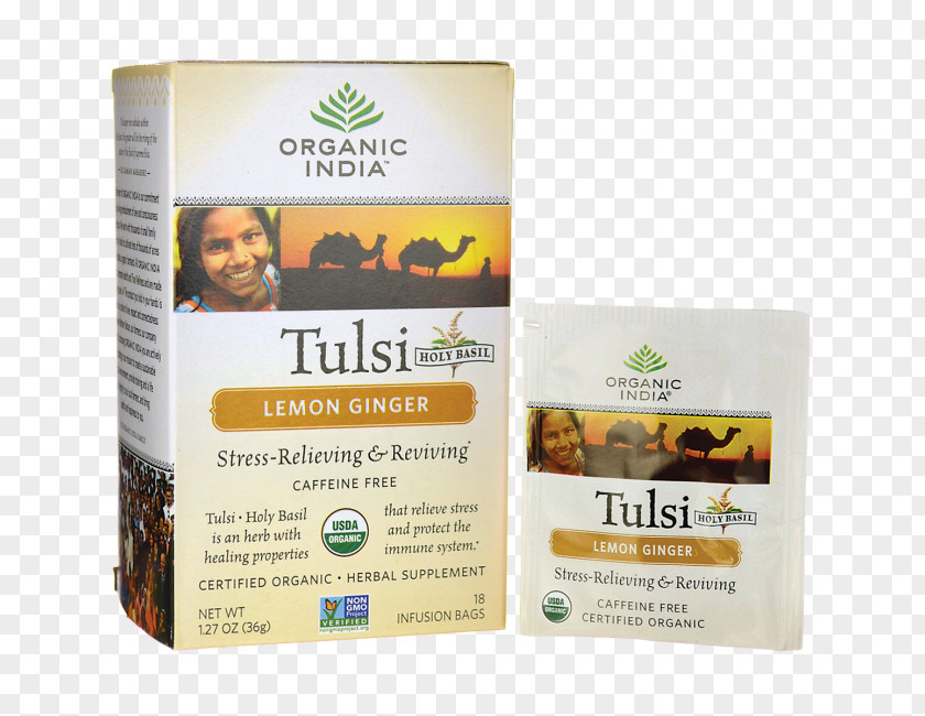 Tea Ginger Organic Food Bag Holy Basil PNG