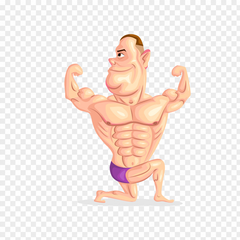 Vector Cartoon Fitness Boys Bodybuilding PNG