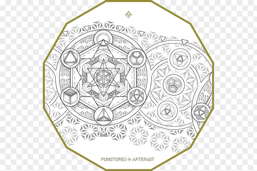 Design Metatron's Cube Line Art Overlapping Circles Grid Sacred Geometry PNG