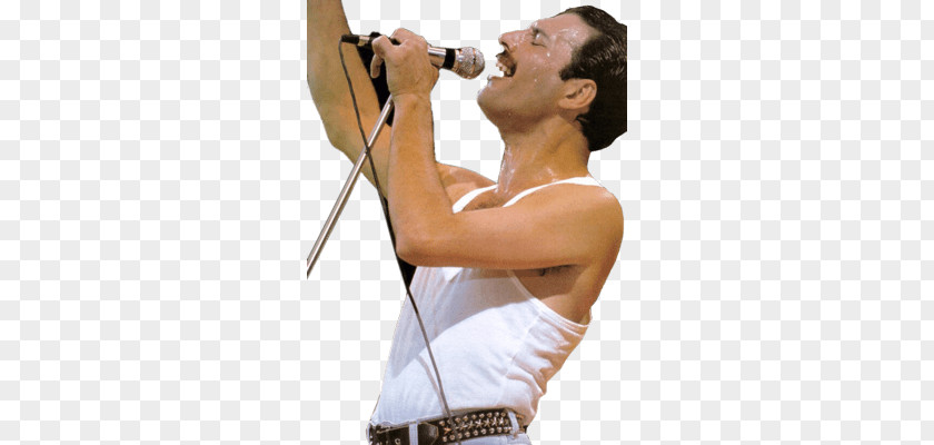 Freddie Mercury Close Up PNG Up, singing man wearing white tank top clipart PNG