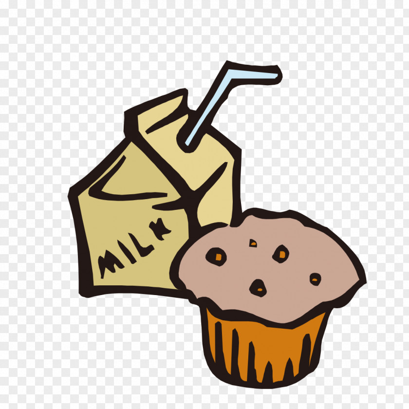 Hand-painted Milk And Cake English Muffin Cupcake Clip Art PNG