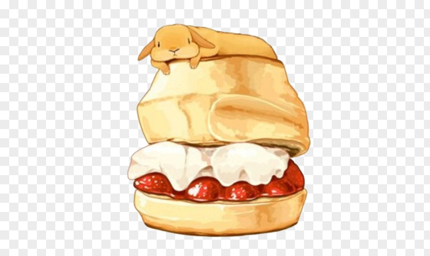 Strawberry Bread And Butter Hand Painting Material Picture Cream Profiterole Breakfast Drawing Food PNG