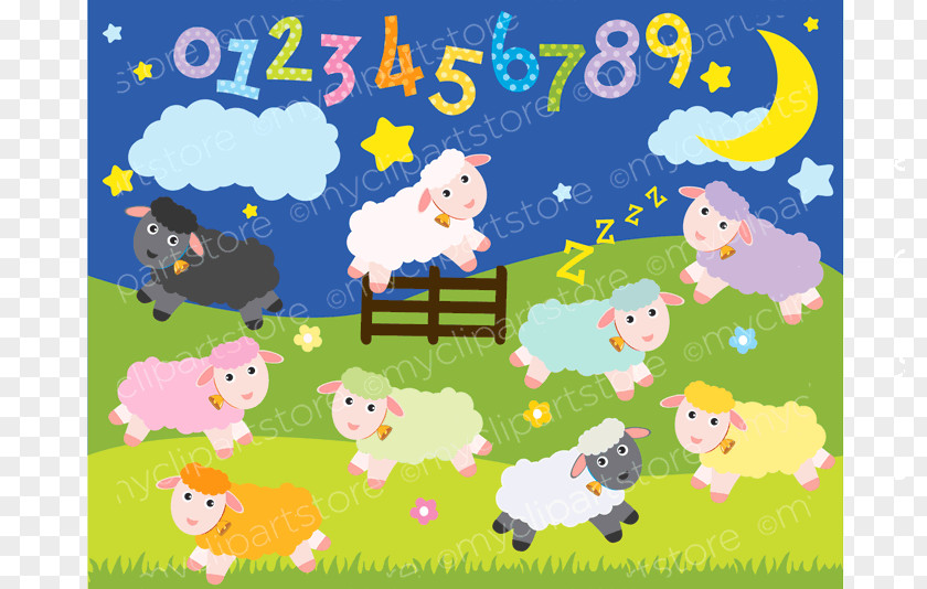 Sheep Counting Sticker Paper Clip Art PNG