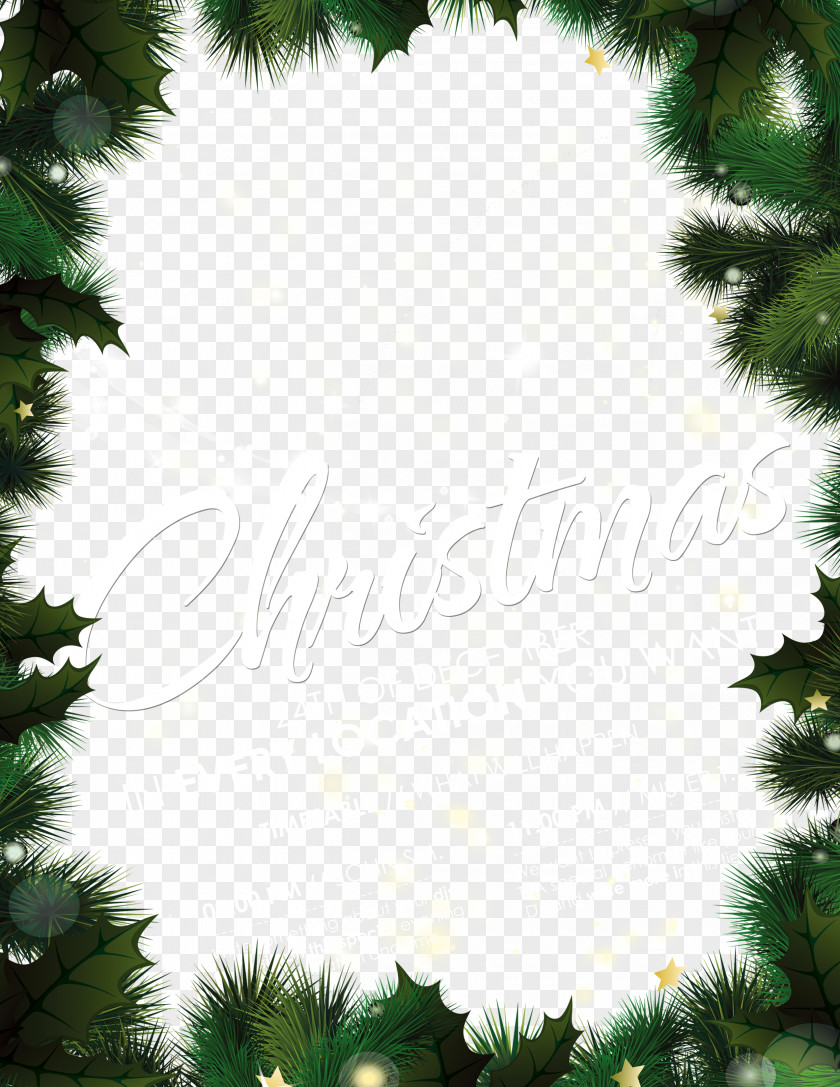 Christmas Green Pine Needles Background Tree New Year Poster PNG