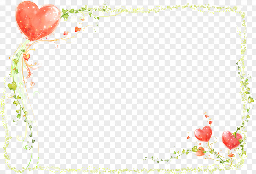 Green Frame Heart Valentines Day Motif PNG