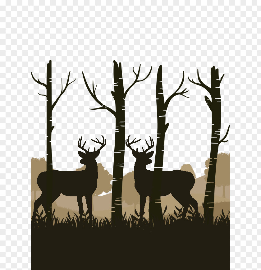 Mountains Reindeer Silhouette PNG