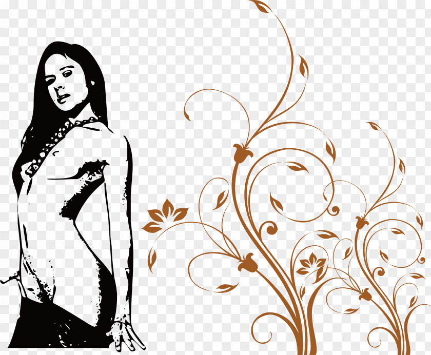 Beautiful Woman Graphic Design Sticker Wall Decal PNG