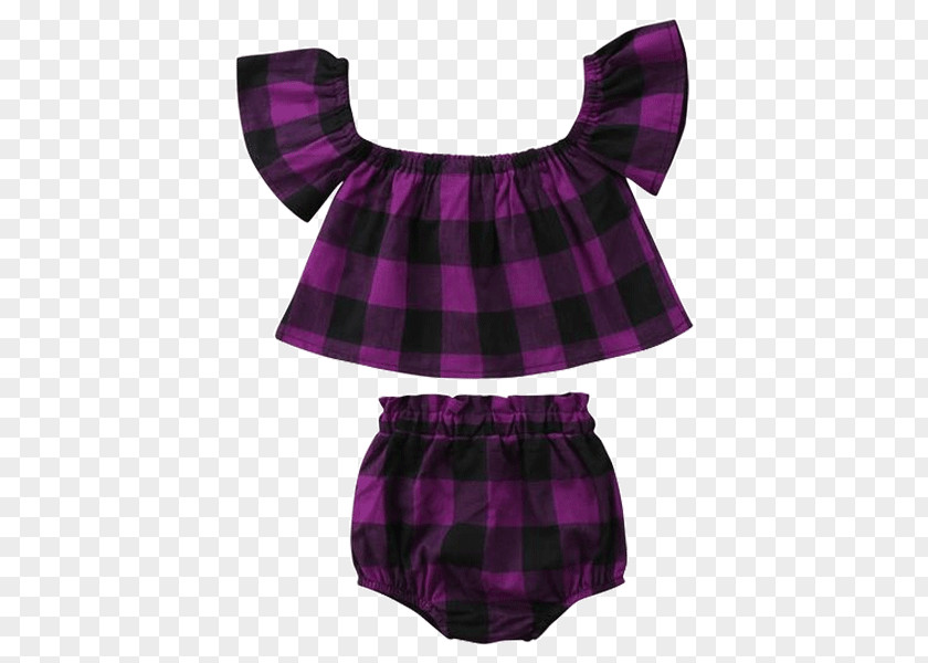 Purple Tartan Dress Clothing Romper Suit PNG