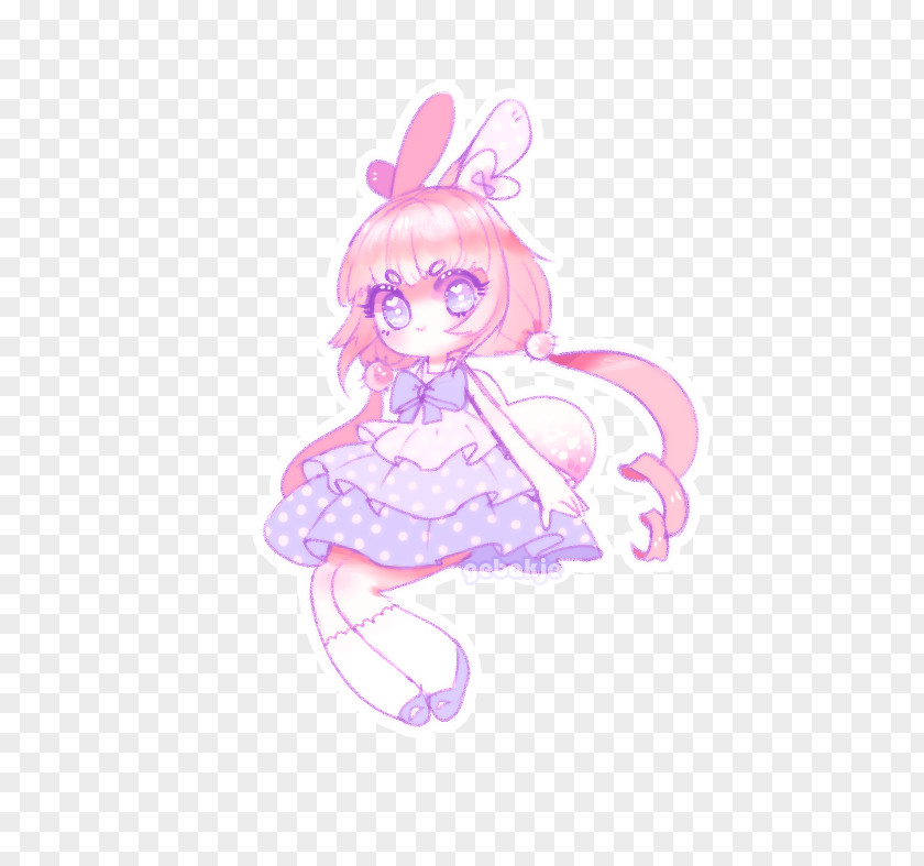 Fairy Easter Bunny Drawing Pink M PNG