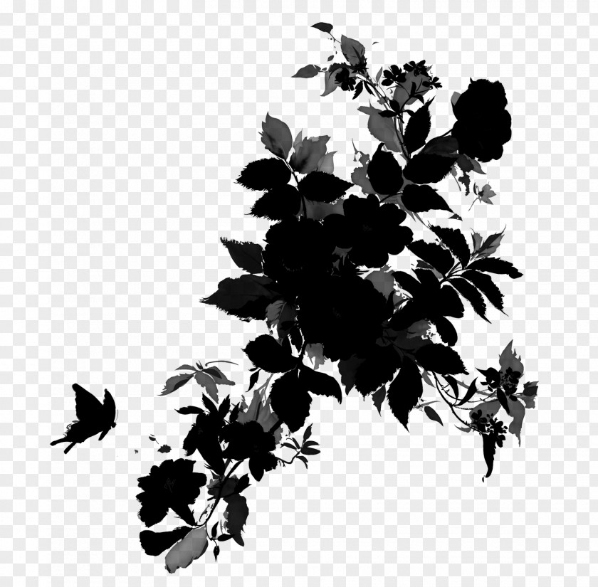 M Flowering Plant Silhouette Leaf Black & White PNG