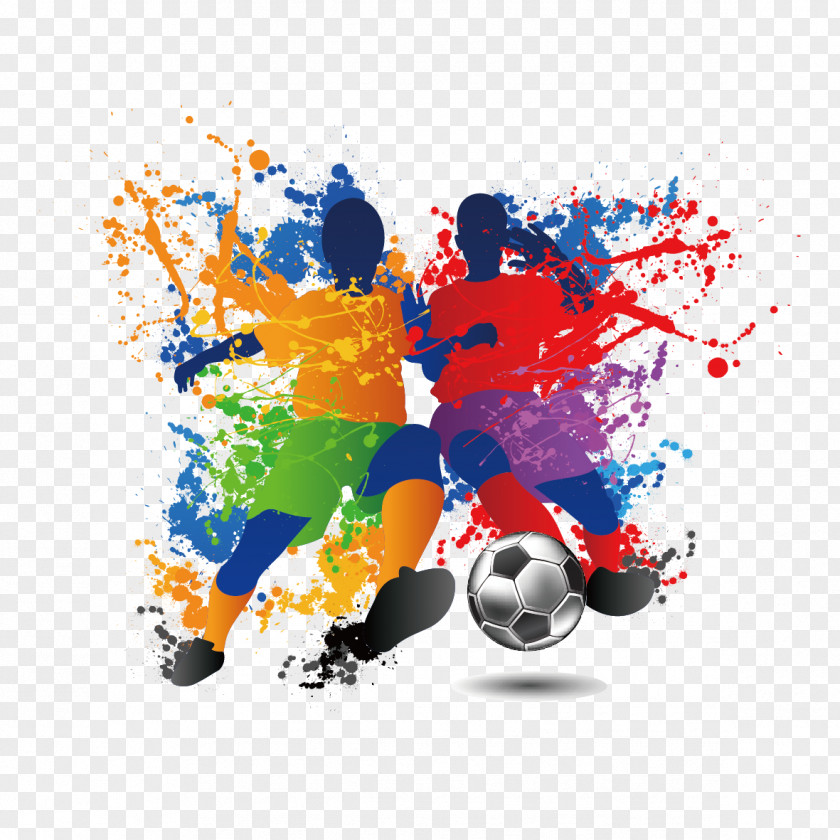 Crazy Color Coated Football Player Futsal Illustration PNG