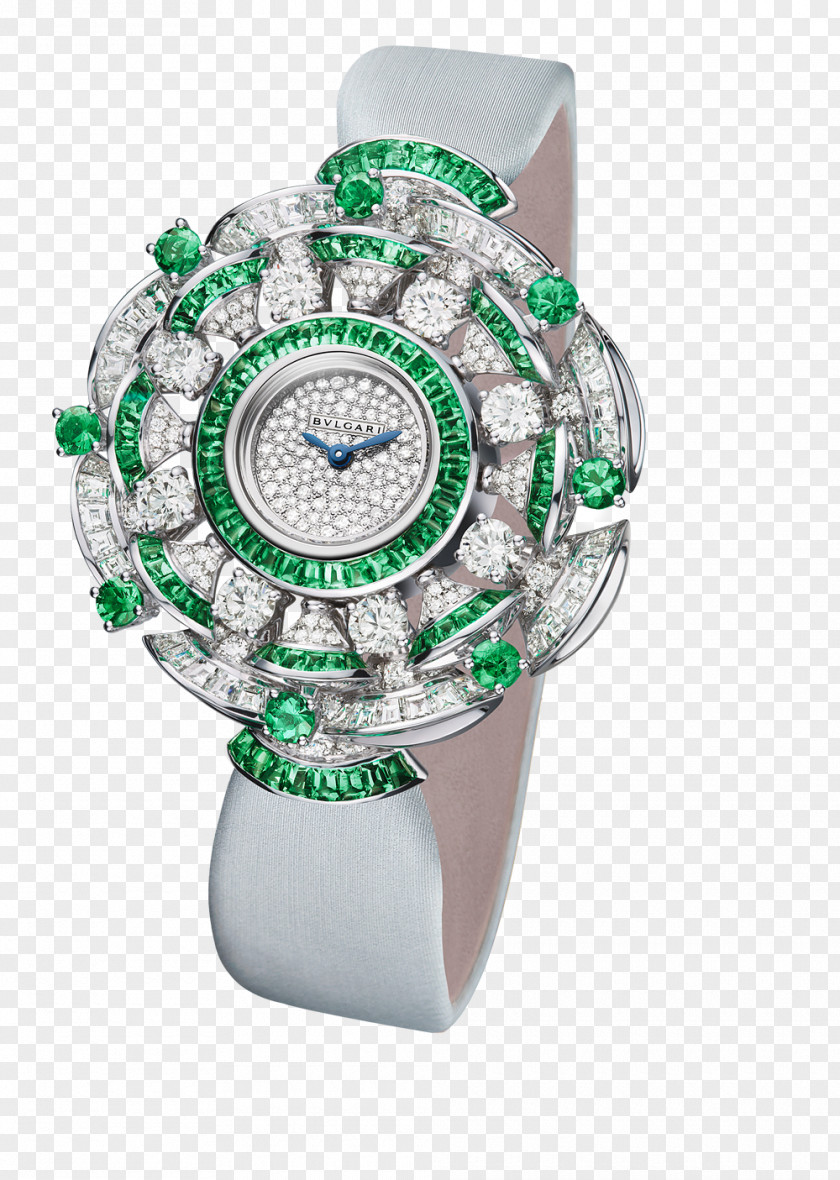Bulgari Watches Female Form Diamond Watch Green Jewellery Emerald Bracelet PNG