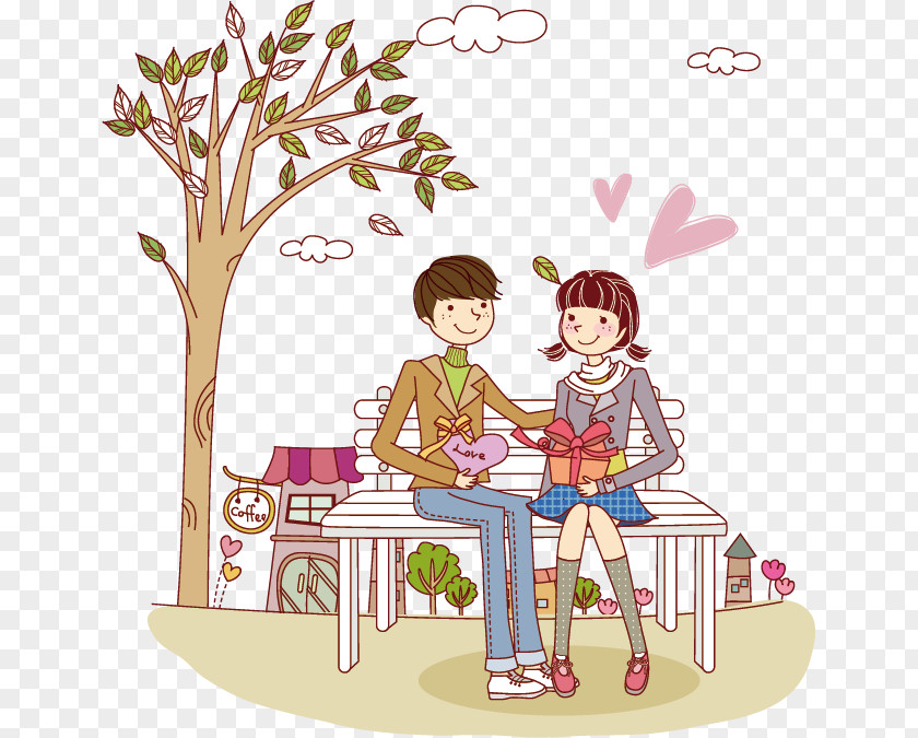 Cartoon Couple Illustration PNG