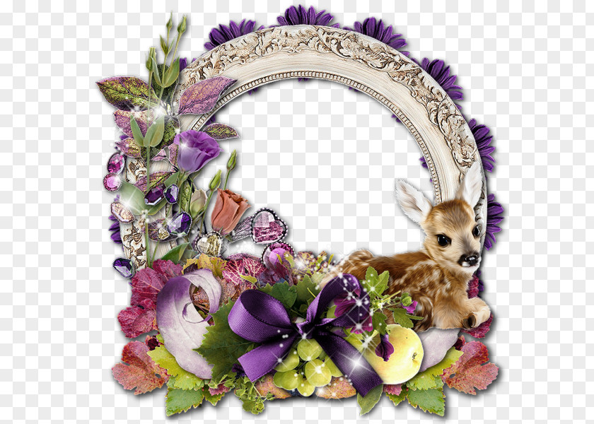 Flowers And Decorative Deer Circular Pattern Border Clip Art PNG