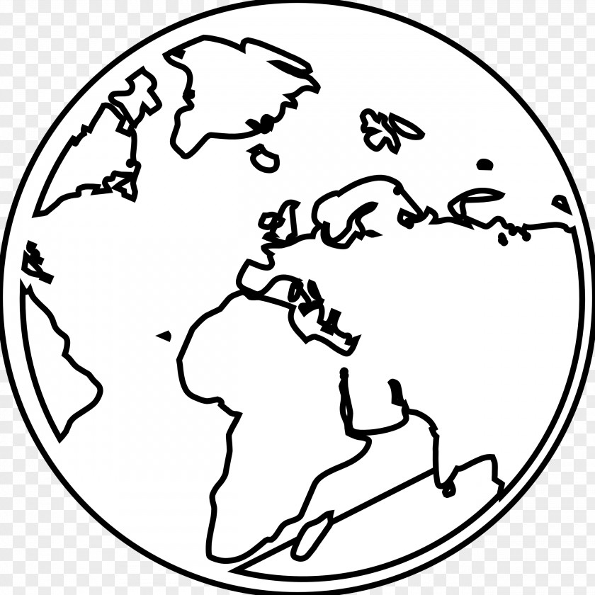 Black And White Earth Globe World Clip Art PNG