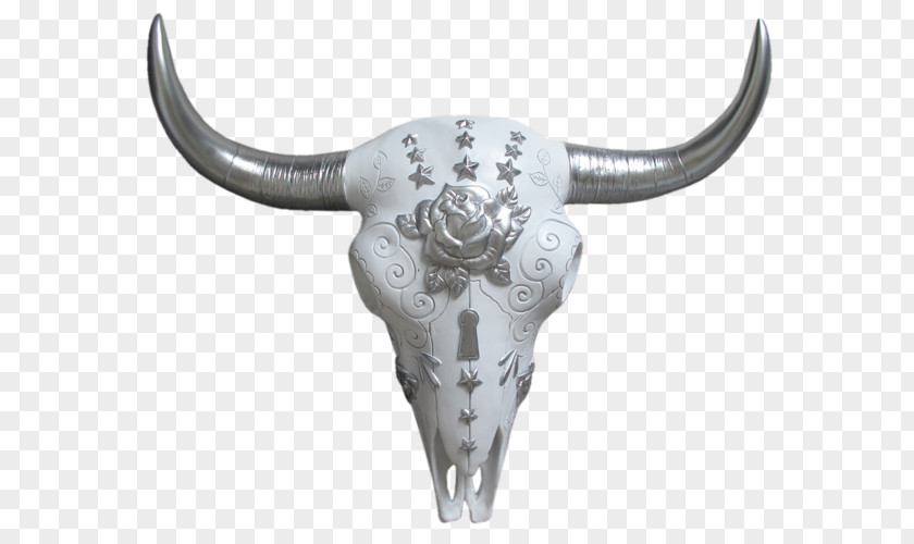 Buffalo Skull Cattle Drive Horn Painting PNG