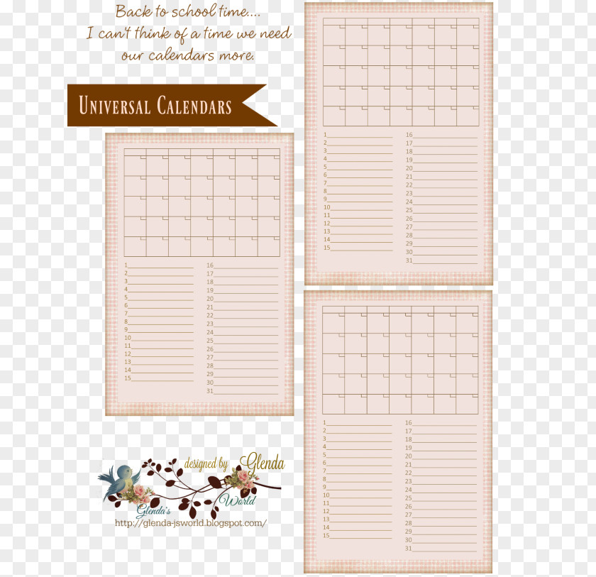 Calendar Bullet Journal Writings Paper Label Printing Information PNG