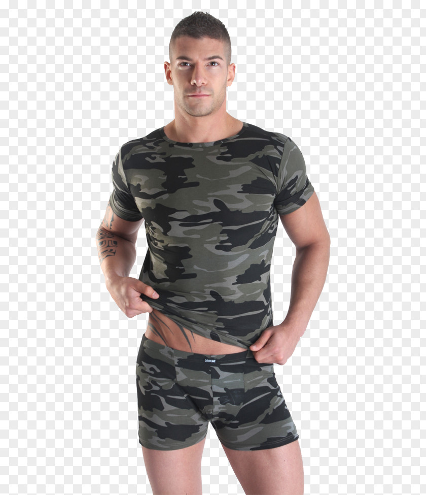 T-shirt Military Camouflage Waist Sleeve PNG