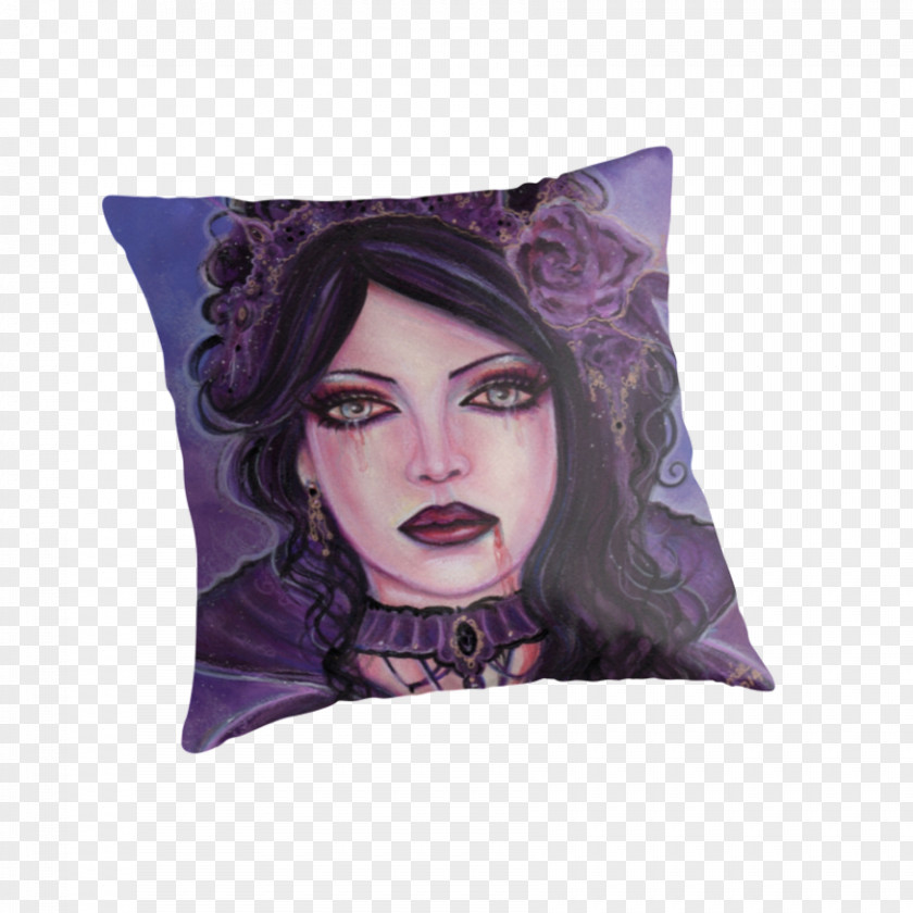 Victorian Goth Vampire Cushion Throw Pillows Purple PNG