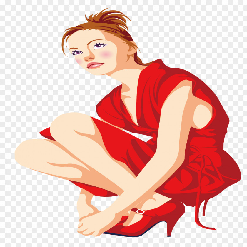 Woman In Red Dress Clip Art PNG