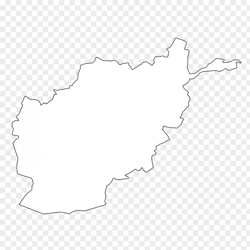 Afghanistan White Line Art Angle Map PNG