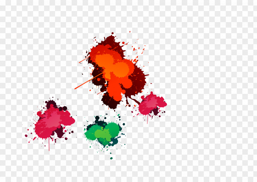 Colorful Ink Wash Painting Computer File PNG