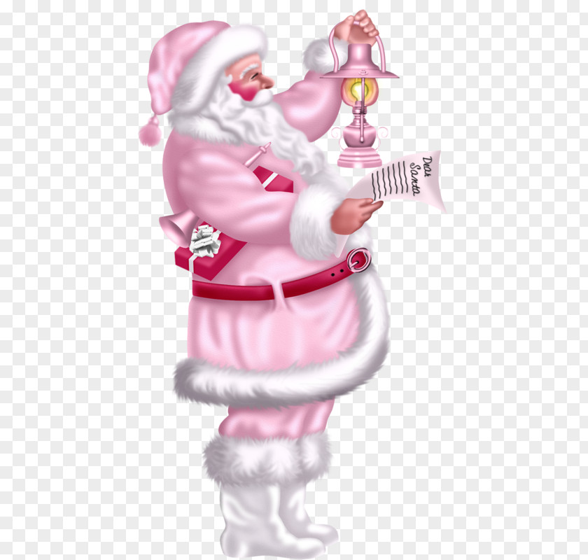 Pink Santa Claus Christmas Card Greeting Clip Art PNG
