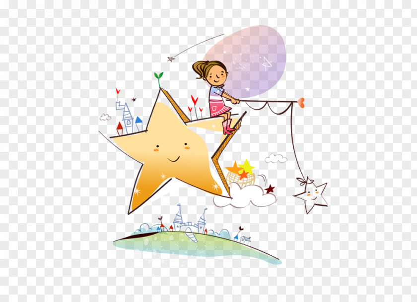 Cartoon Little Star Fishing Drawing Clip Art PNG