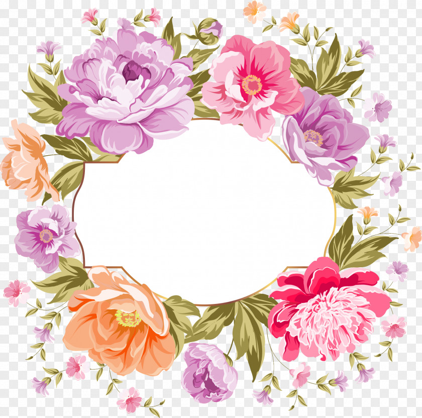 Floral Frame Wedding Invitation Flower Bouquet Pink Flowers PNG