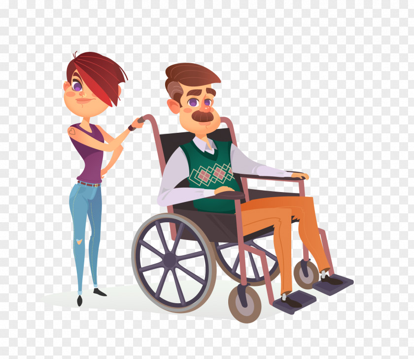 Grandpa In A Wheelchair Disability Illustration PNG
