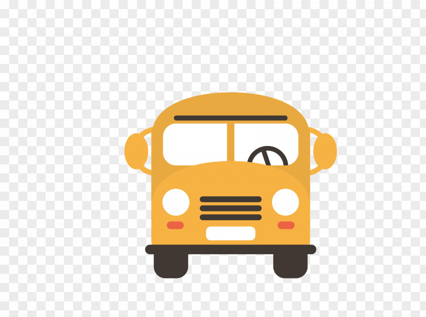 Vector Yellow Cartoon School Bus Taxi PNG
