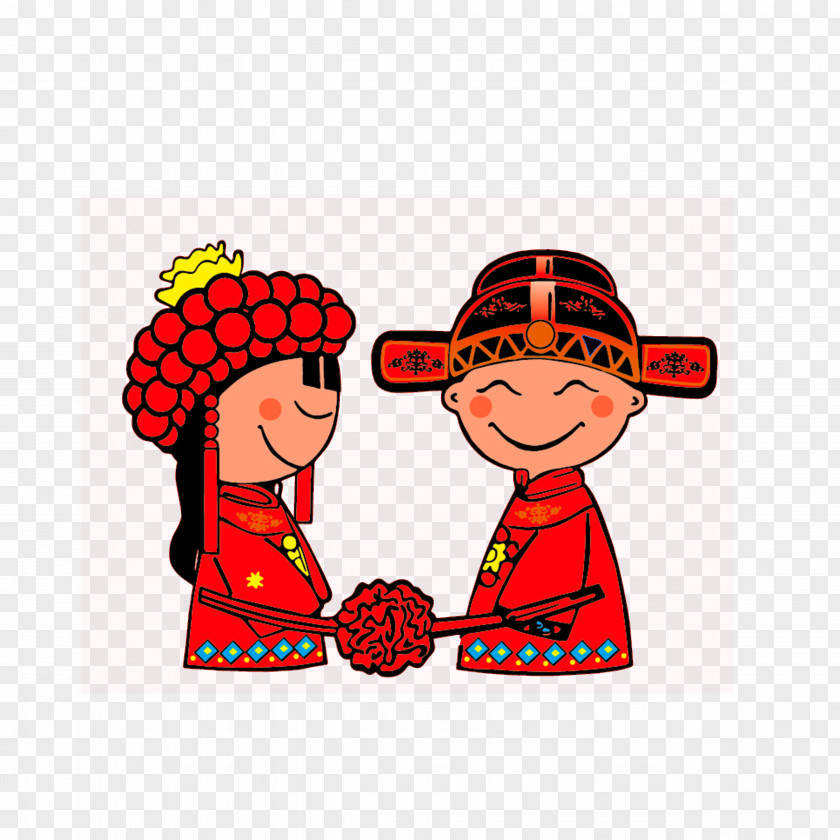 Happy Bride And Groom Bridegroom Wedding Chinese Marriage Illustration PNG