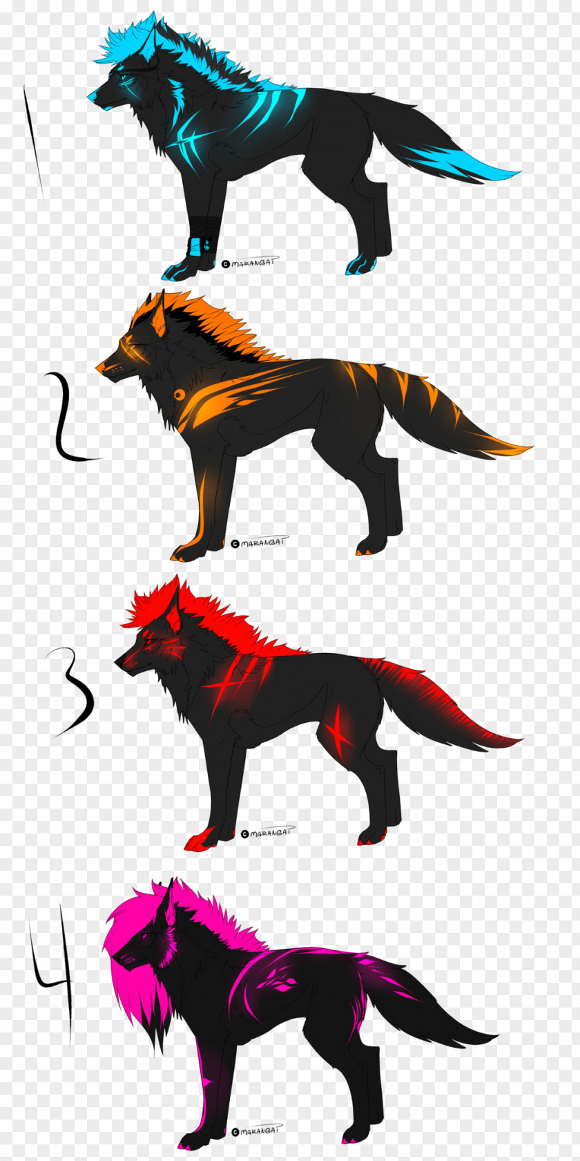 Rainbow Neon Wolf Clip Art Illustration Carnivores Character Fiction PNG