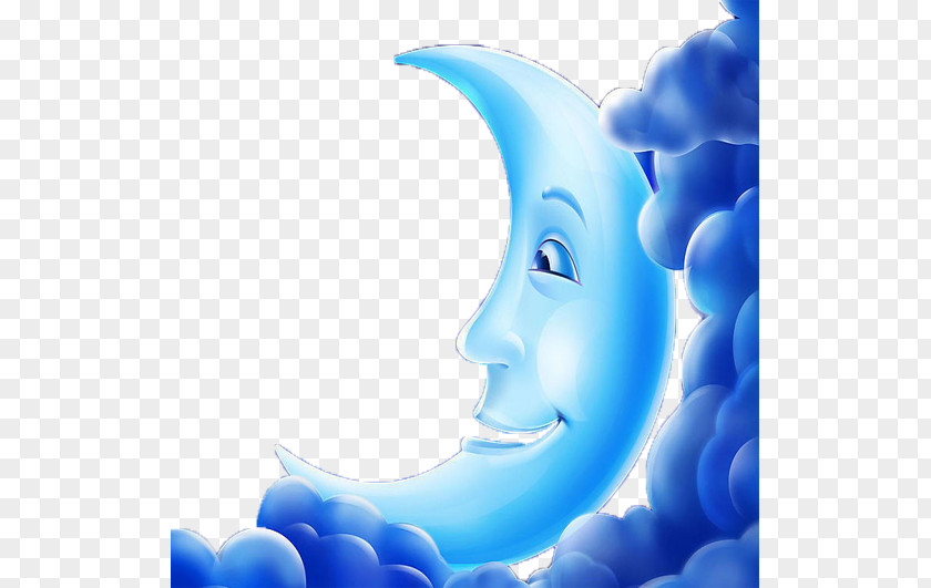 Blue Clouds Moon Palace Wallpaper PNG