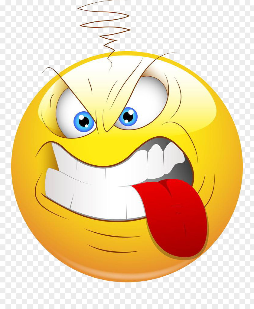 Angry And Bite The Tongue Smiley Face Aggression Clip Art PNG