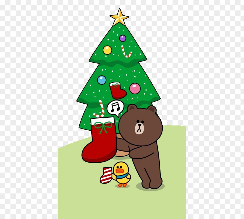 Christmas Tree Bear Desktop Wallpaper LINE PNG