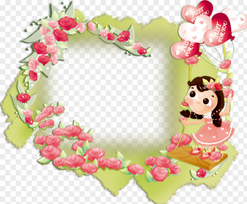 Rose Frame Children's Day Happiness Wish Greeting Card PNG